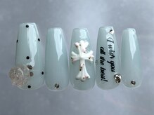 ジェミーネイル シンジュク(Jemiy nail shinjuku)/ターコイズ筆記体クロス¥9480