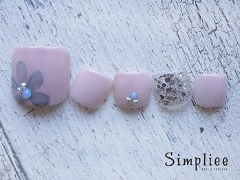 シンプリー 下北沢店(Simpliee)/【フット】 お花ネイル ホロ