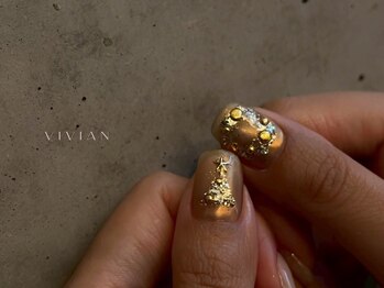 ヴィヴィアン ネイル(Vivian nail)/クリスマス ゴールド リース