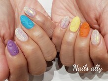 ネイルズアリー 立川店(Nails ally)/水滴×オーロラ×カラフル×夏