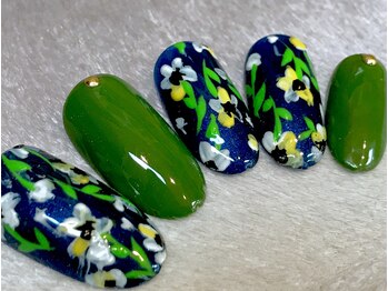 ビービーネイル(BB)/秋カラーフラワーネイル