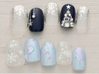ノーネイル 町田(NO NAIL MACHIDA)の写真/ニュアンスネイルならNONAIL【写真】新作12/1~煌めく冬夜のクリスマス×オーロラスノーネイル¥4990♪町田駅