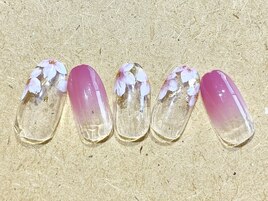 クリアベースにお花ネイル