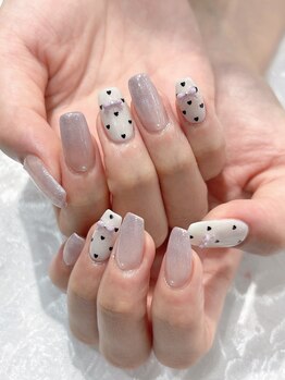 リボン　ドットネイル