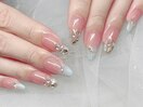 涼しげミディアムシンプルネイル