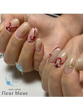 フルール ブルー(fleur bleue)/水引デザイン　前撮り用ネイル