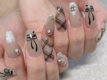 ネイルフロンティア 吉祥寺(NAIL FRONTIER)/E手描きリボンネイル11980円