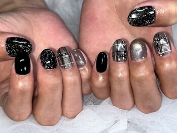 マグネット×チェックネイル