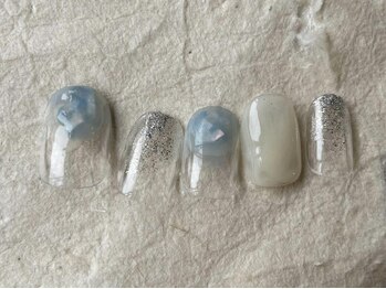 アイネイルズ 梅田店(I nails)/ブルーニュアンスぷっくり¥7200