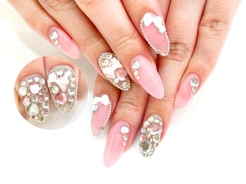 ネイルコレクション ピンク(Nail Collection Pink)/スカルプ放題★ストーン・リボン