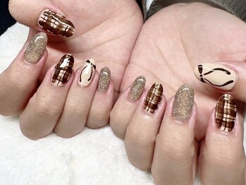 ネイル・エステ Beautiful Me, 我孫子店【3月1日NEW OPEN】/*チェック&リボンネイル*