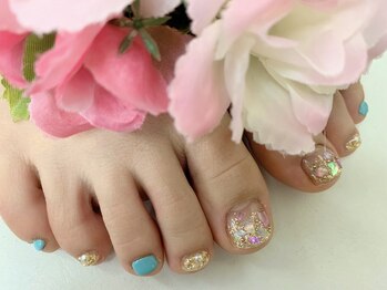 デコルネイル(Decor nail)/[中村]Foot☆夏キラキラシェル