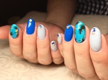 ネイルサロン エルオーケー(L.O.K)/夏ネイル☆リアルターコイズ柄