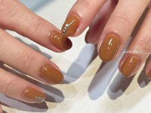 ネイルサロン イントゥ(into_)/ブラウンワンカラー　ストーン