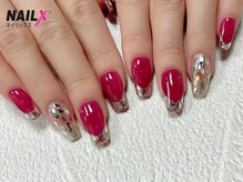 ネイリックス 栄ガスビル(NAILX)/キラキラ☆ガラスフレンチネイル