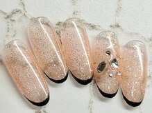 チェリーズネイル(Cherrys Nail)/黒フレンチ フラッシュネイル 