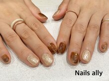 ネイルズアリー 立川店(Nails ally)/マーブル×もやもや×グリッター