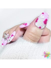 モコモコハートネイル♪