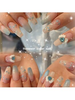 nail salon popo 新宿三丁目2号店　〈韓国ネイル×ワンホンネイル×長さだし〉/アートネイル