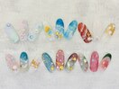夏★水面★ぷっくり貝殻ネイル