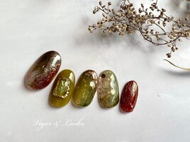 秋ネイル　ニュアンス