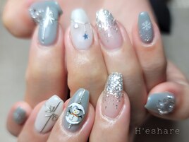 クリスマスネイル、リボン