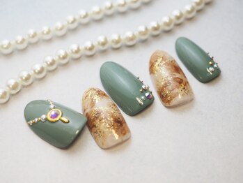 ネイルサロン ブランシュール(Nail Salon Blancheur)/ビジューのタイダイネイル