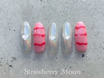 サロンストロベリームーン(Salon Strawberry Moon)/ミラーアートネイル　￥6980