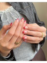 リアネイル(liaNail)/red french×dot