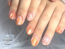 オレンジぷっくりネイル