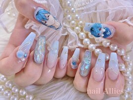 痛ネイル　水色　3D