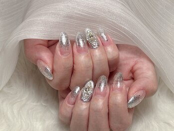 ラメグラデーション＋追加パーツ