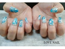 ラブネイル(LOVE NAIL)/ブルータイダイネイル