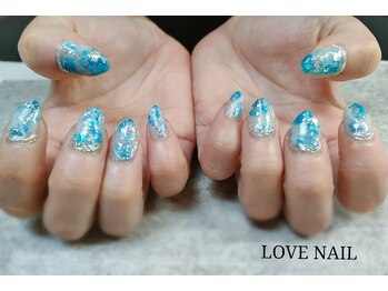 ラブネイル(LOVE NAIL)/ブルータイダイネイル