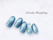 ネイルサロン ハートフルキー(Heartful key)/マグネット×結晶ネイル¥8000