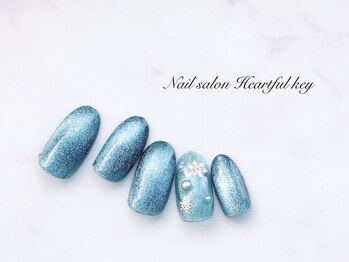 ネイルサロン ハートフルキー(Heartful key)/マグネット×結晶ネイル¥8000