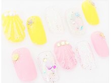 ネイルサロン クイール 小山店(NAIL SALON QUILL)/ワンカラー+ラメ+鱗アート