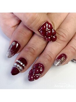 ネイルサロン アニーアンドジーノ シド(NAIL SALON Annie&Gino shido)/キルティング×ボルドーネイル