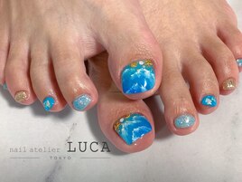 M-847 大人可愛いブルー海ネイル