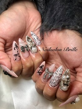 エスフィーネイルサロン ブリーユ(Esfy nailsalon Brille)/黒リボンネイル