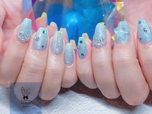 フラッフィーラビットネイル(fluffy rabbit nail)/ワンホンネイル キラキラネイル