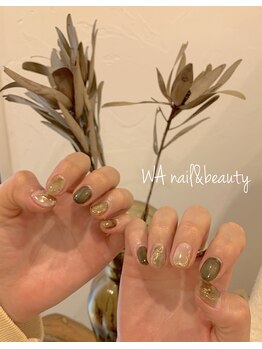WA ネイル アンド ビューティー(WA nail & beauty)/深みグリーンでニュアンス