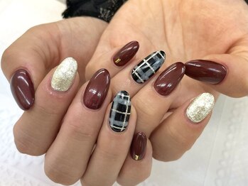 ディーネイル 四条烏丸(D-nail)/【山田】冬人気☆ボルドーネイル