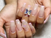 レディグリッター(Lady glitter)/細フレンチライン+ハートビーム