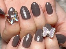 モルフォ 千駄ヶ谷(Morpho)/ワンカラーネイル×蝶々パーツ