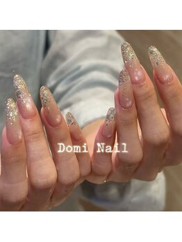 Domi Nail Salon 渋谷店　長さだし/持ち込み/フィルイン/ワンホン/ラメ×ホロ長さだし＊