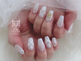 ワンホン/ホワイトラメ/冬ネイル