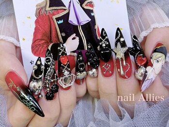 ネイル アリーズ セカンド(nail Allies 2nd)/赤黒グラデーション