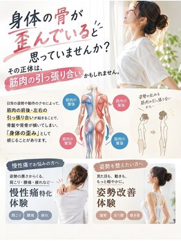 南熊本スポーツ整体院 ル プティ ボヌール(Le Petit Bonheur)の写真/「身体の歪み＝骨が歪んでいる」と思っていませんか？
その正体は、筋肉の引っ張り合いかもしれません。