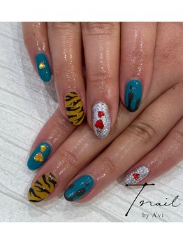 ティーネイル/ラムちゃん風バレンタインネイル